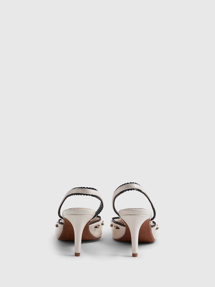 River Island White Contrast Bow Slingback Heeled Court Shoes - Image 5 of 5