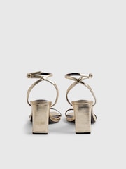 River Island Gold Strappy Block Heeled Sandals - Image 3 of 5