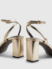 River Island Gold Strappy Block Heeled Sandals - Image 4 of 5