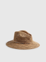 River Island Brown Crochet Studded Fedora Hat - Image 3 of 3