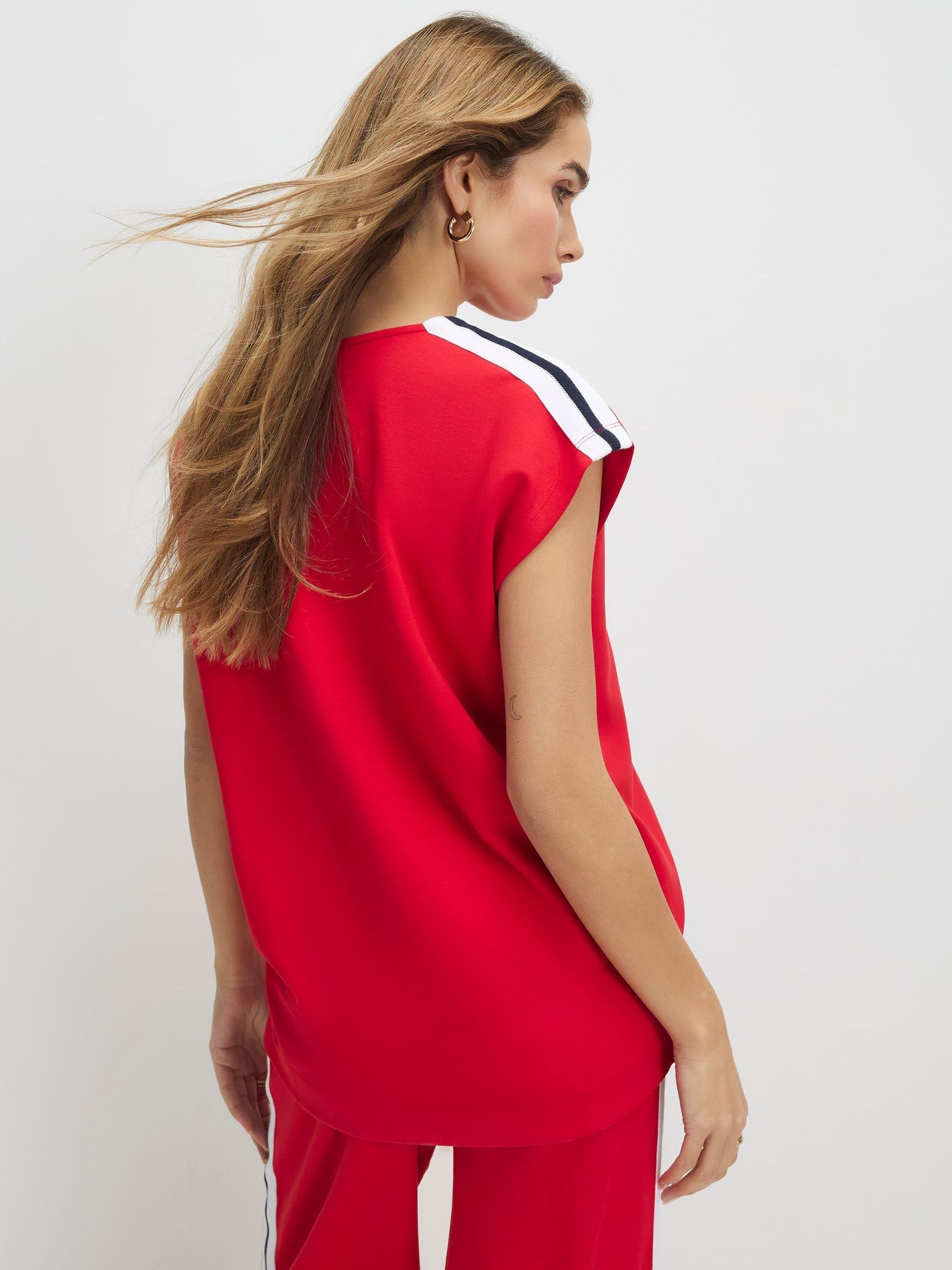 Buy River Island Red Short Sleeve Premium Stripe V-Neck Blouse