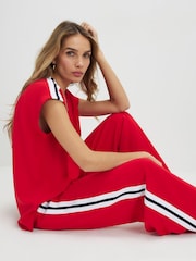 River Island Red Short Sleeve Premium Stripe V-Neck Blouse - Image 3 of 6