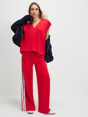 River Island Red Short Sleeve Premium Stripe V-Neck Blouse - Image 4 of 6