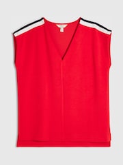 River Island Red Short Sleeve Premium Stripe V-Neck Blouse - Image 5 of 6