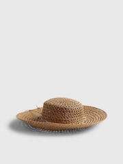 River Island Brown Floppy Open Weave Beach Hat - Image 1 of 4