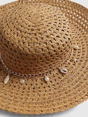 River Island Brown Floppy Open Weave Beach Hat - Image 4 of 4