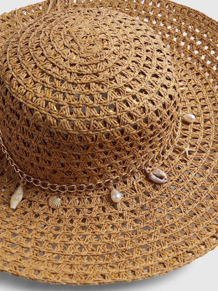 River Island Brown Floppy Open Weave Beach Hat - Image 4 of 4 River Island Brown Floppy Open Weave Beach Hat - Image 4 of 4