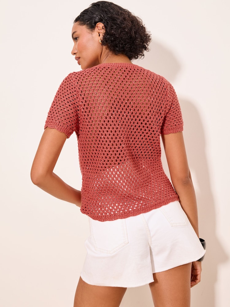 Lipsy Pink 3D Flower Crochet T-Shirt - Image 4 of 4 Lipsy Pink 3D Flower Crochet T-Shirt - Image 4 of 4