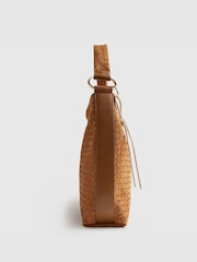 River Island Brown Faux Suede Woven Slouch Shoulder Bag - Image 4 of 6