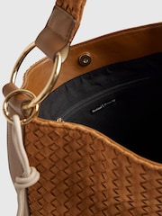 River Island Brown Faux Suede Woven Slouch Shoulder Bag - Image 5 of 6