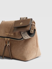 River Island Brown Faux Suede Foldover Messenger Bag - Image 4 of 6