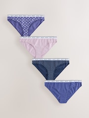 Blue Ditsy Brazilian Cotton Logo Knickers 4 Pack - Image 1 of 10