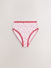 Christmas Check High Waist High Leg Cotton and Lace Knickers 4 Pack - Image 2 of 7