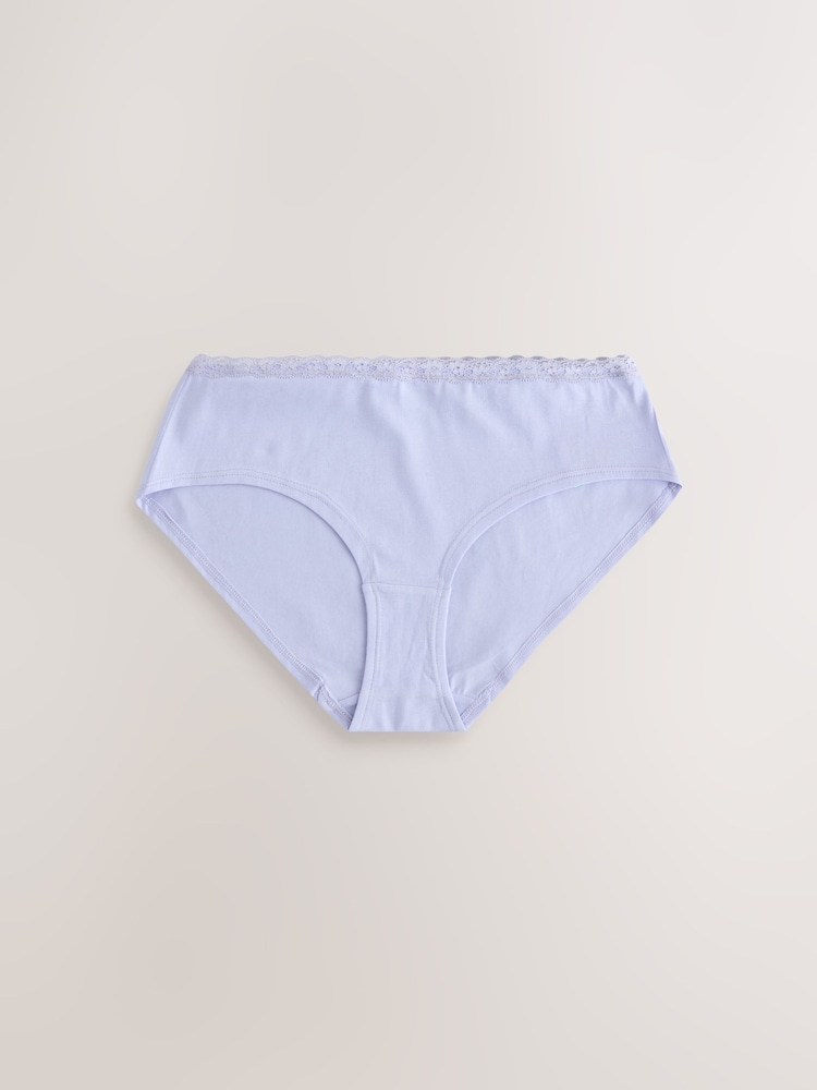 Purple/Green Short Cotton and Lace Knickers 7 Pack - Image 2 of 10