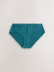 Purple/Green Short Cotton and Lace Knickers 7 Pack - Image 7 of 10