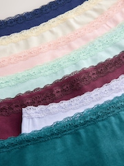 Purple/Green Short Cotton and Lace Knickers 7 Pack - Image 9 of 10