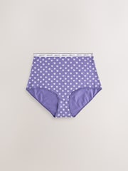 Blue Ditsy Full Brief Cotton Logo Knickers 4 Pack - Image 2 of 10