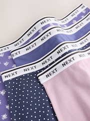 Blue Ditsy Full Brief Cotton Logo Knickers 4 Pack - Image 9 of 10