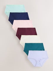 Lilla/Grønn - Knickers i bomull og blonder 7 Pakke - Bilde 1 av 10