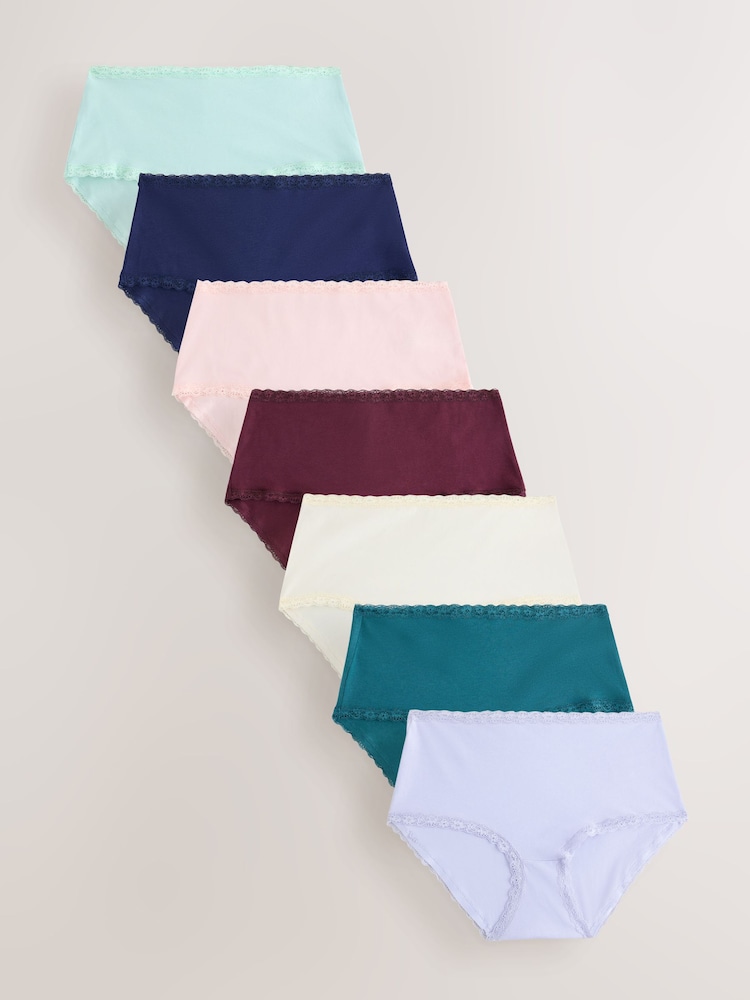 Lilla/Grønn - Knickers i bomull og blonder 7 Pakke - Bilde 1 av 10