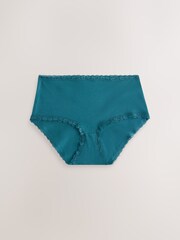 Purple/Green Midi Cotton and Lace Knickers 7 Pack - Image 11 of 14