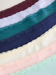 Purple/Green Midi Cotton and Lace Knickers 7 Pack - Image 13 of 14