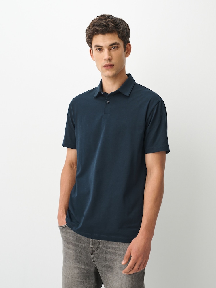Navy Regular Fit Motionflex Short Sleeve Polo Shirt - Image 1 of 7