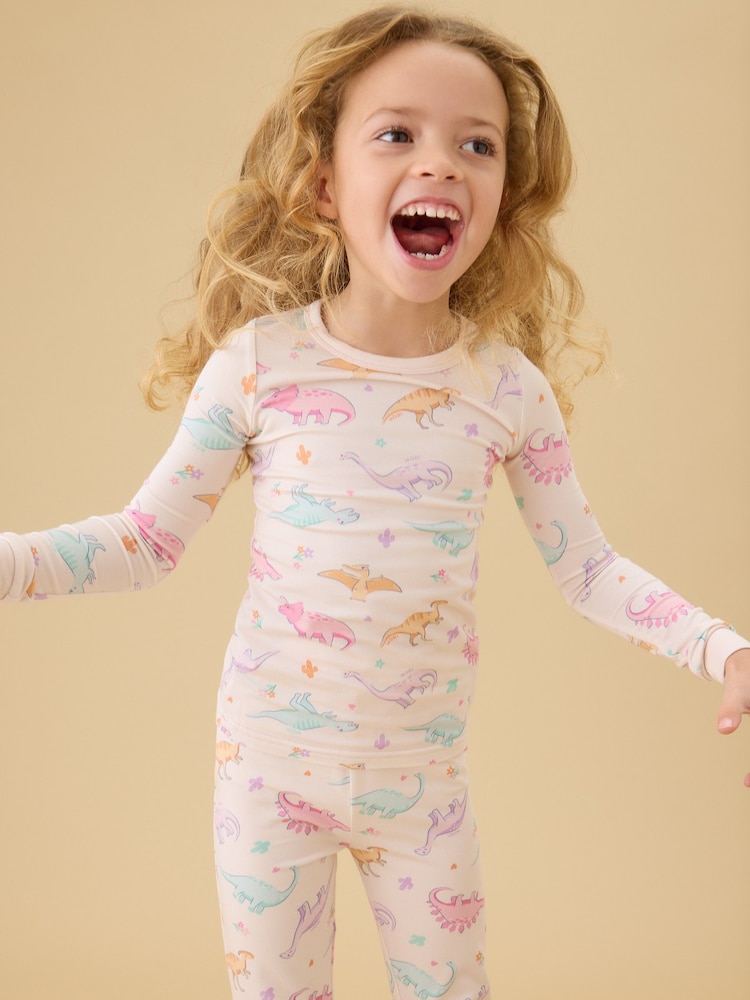 MORI Pink Dinosaur Nights Supersoft Pyjamas - Image 2 of 4 MORI Pink Dinosaur Nights Supersoft Pyjamas - Image 2 of 4
