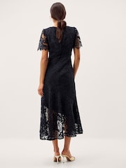 Monsoon Blue Harper Square Neck Lace Midi Dress - Image 2 of 5