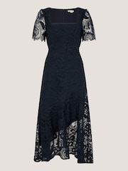 Monsoon Blue Harper Square Neck Lace Midi Dress - Image 5 of 5