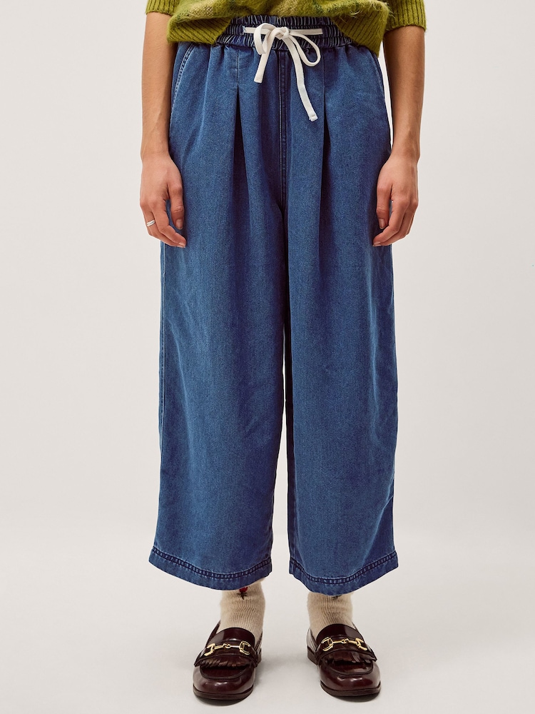 Monsoon Blue Rhea Tie Front Denim Trousers - Image 1 of 4