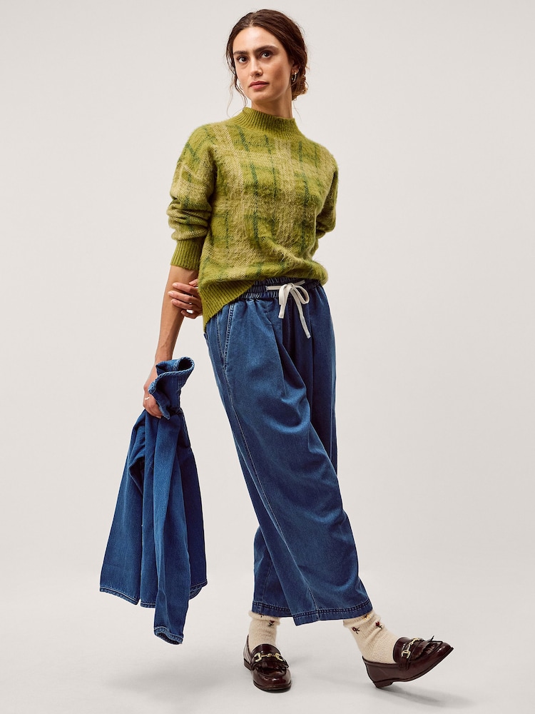 Monsoon Blue Rhea Tie Front Denim Trousers - Image 2 of 4