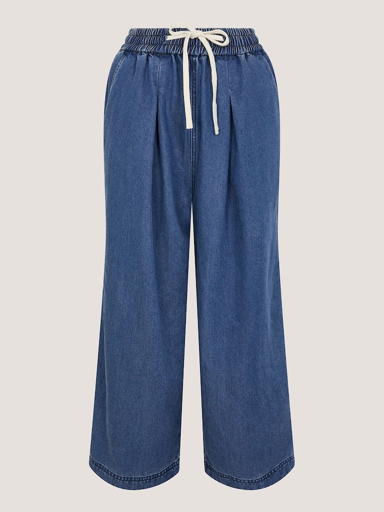 Monsoon Blue Rhea Tie Front Denim Trousers - Image 4 of 4