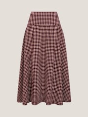 Monsoon Red Agatha Check Drop Waist Midi Skirt - Image 5 of 5