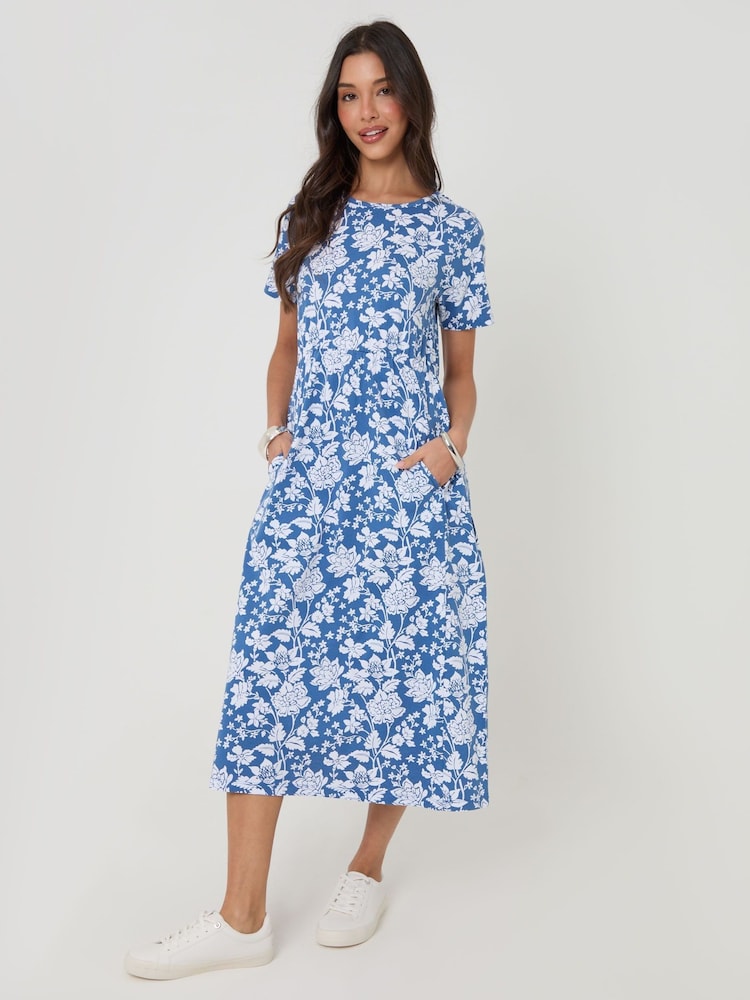 Threadbare Blue 2 Pack Jersey Midi Smock Dress with Pockets - Image 1 of 1