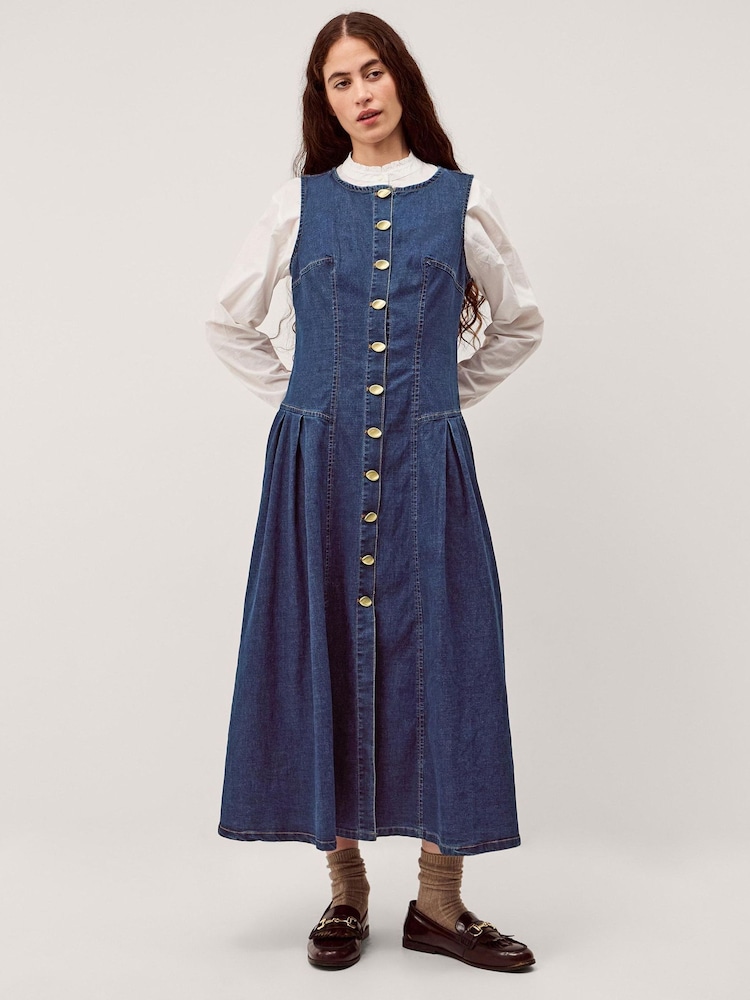 Monsoon Blue Layla Sleeveless Denim Midi Dress - Image 1 of 5 Monsoon Blue Layla Sleeveless Denim Midi Dress - Image 1 of 5