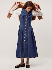 Monsoon Blue Layla Sleeveless Denim Midi Dress - Image 4 of 5