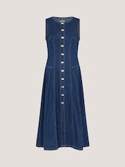 Monsoon Blue Layla Sleeveless Denim Midi Dress - Image 5 of 5