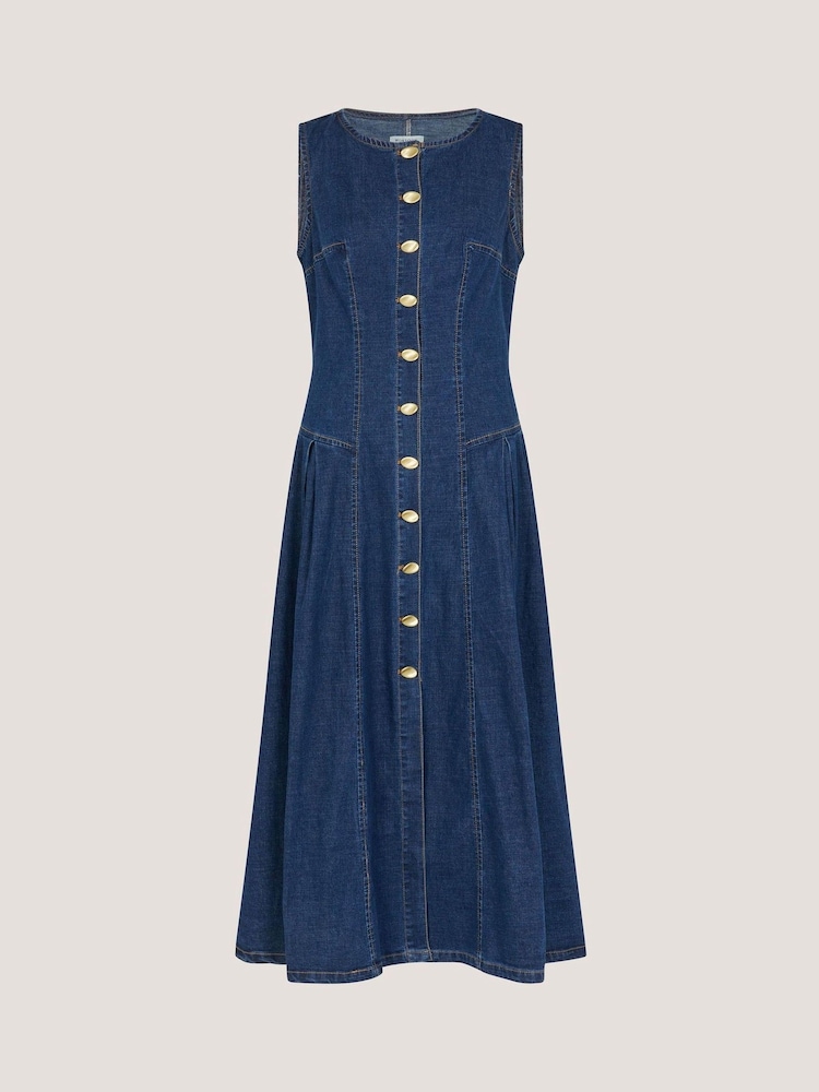 Monsoon Blue Layla Sleeveless Denim Midi Dress - Image 5 of 5 Monsoon Blue Layla Sleeveless Denim Midi Dress - Image 5 of 5