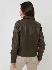 Threadbare Faux Leather Cropped Button Up Jacket - Bild 2 von 5