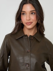 Threadbare Faux Leather Cropped Button Up Jacket - Bild 4 von 5