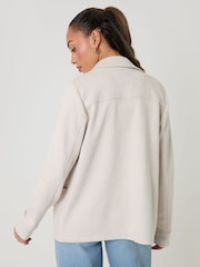 Threadbare Cream Yoke Detail Suedette Shacket - Image 2 of 4