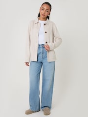 Threadbare Cream Yoke Detail Suedette Shacket - Image 3 of 4