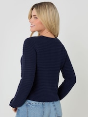 Threadbare Blue Patch Pocket Crew Neck Cardigan - Image 2 of 4