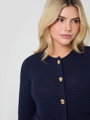 Threadbare Blue Patch Pocket Crew Neck Cardigan - Image 4 of 4