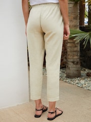 Threadbare Natural Curve Linen Blend Tapered Trousers - Image 3 of 4