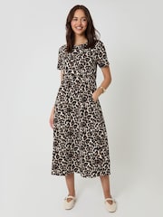 Threadbare Animal Cotton Smock Style Midi Dress - Image 2 of 5
