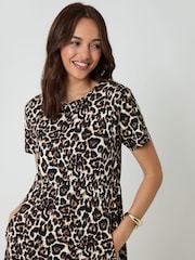 Threadbare Animal Cotton Smock Style Midi Dress - Image 4 of 5