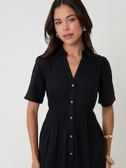 Threadbare Black Tiered Linen Blend V-Neck Maxi Dress - Image 2 of 4