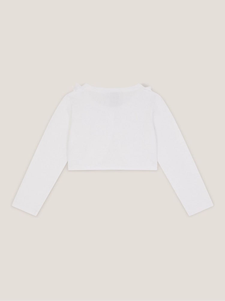 Monsoon White Baby Ottilie Appliqué Rose Cardigan - Image 2 of 3